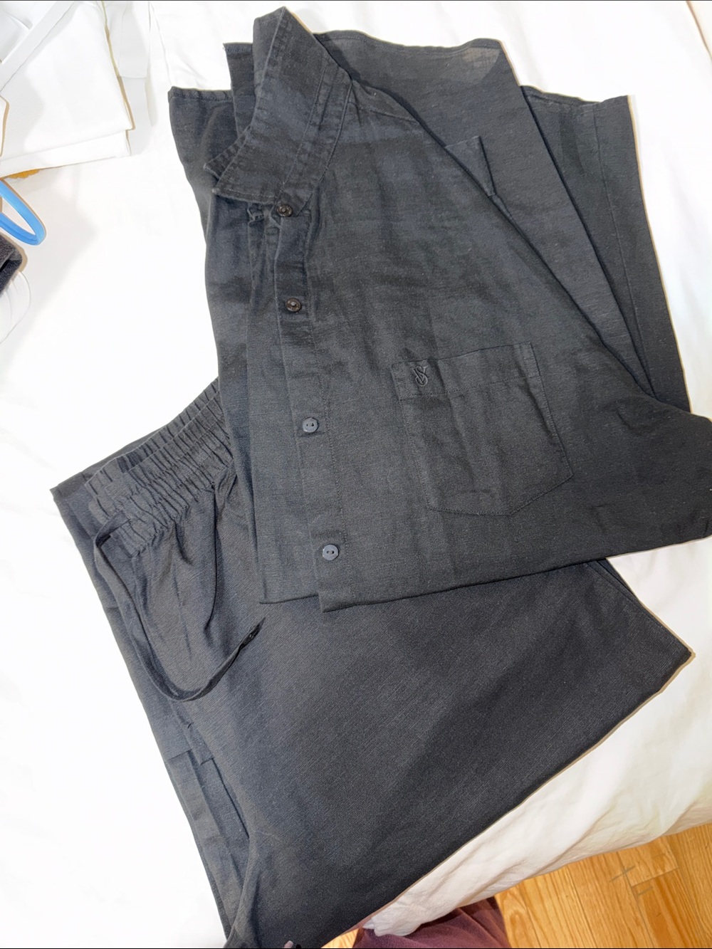 Victoria's Secret Womens Black Button-Front Lounge Pants Set